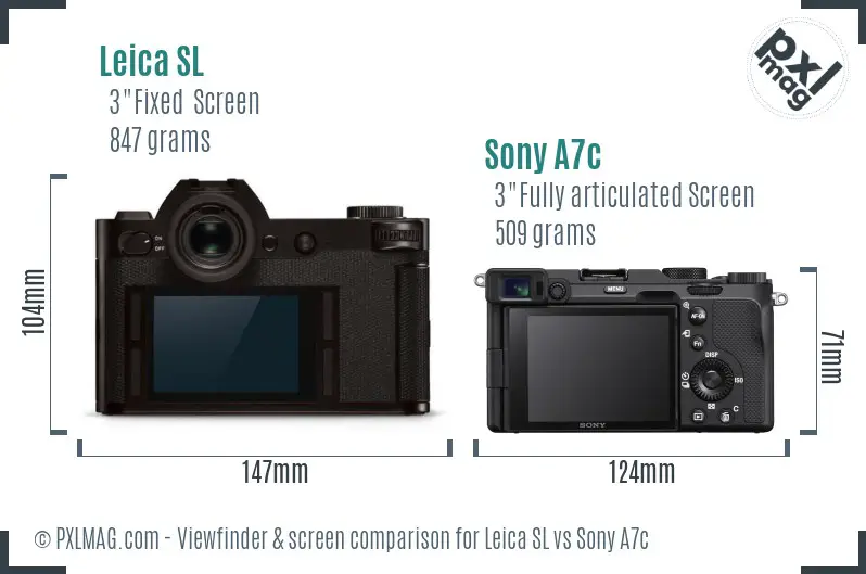 Leica SL vs Sony A7c Screen and Viewfinder comparison