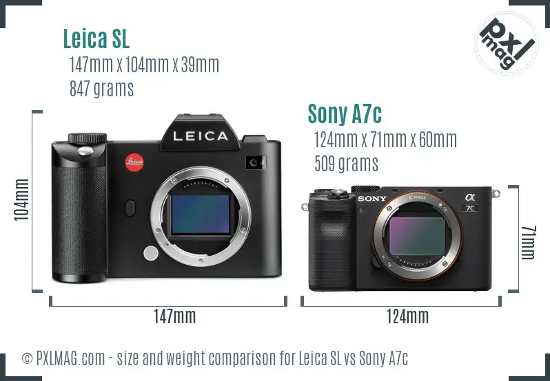 Leica SL vs Sony A7c size comparison