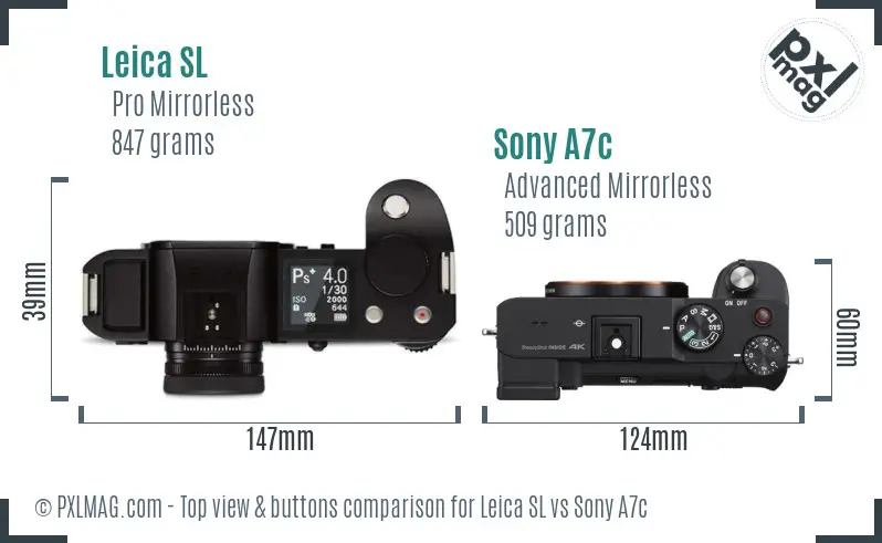 Leica SL vs Sony A7c top view buttons comparison