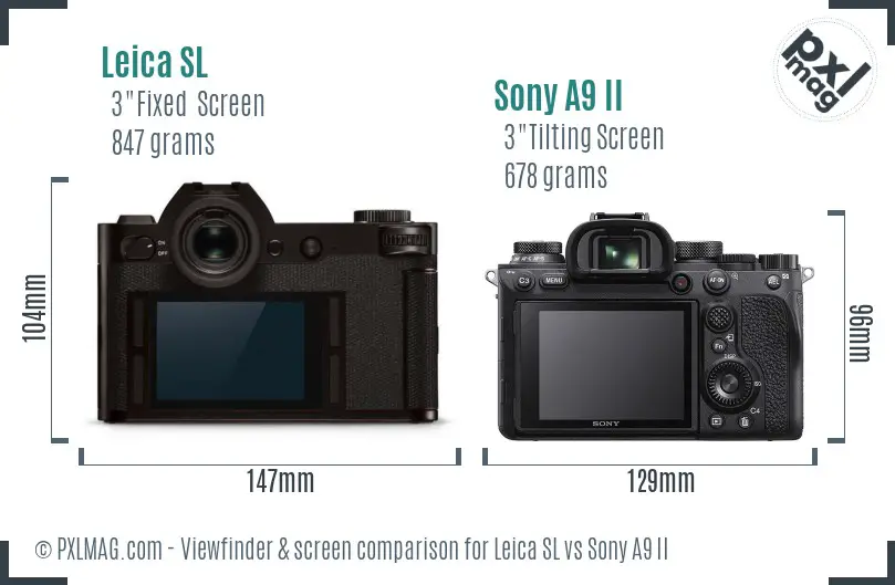 Leica SL vs Sony A9 II Screen and Viewfinder comparison
