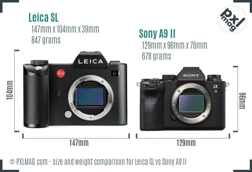Leica SL vs Sony A9 II size comparison