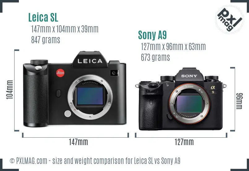 Leica SL vs Sony A9 size comparison