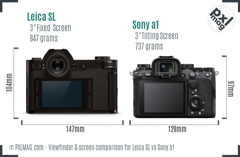 Leica SL vs Sony a1 Screen and Viewfinder comparison