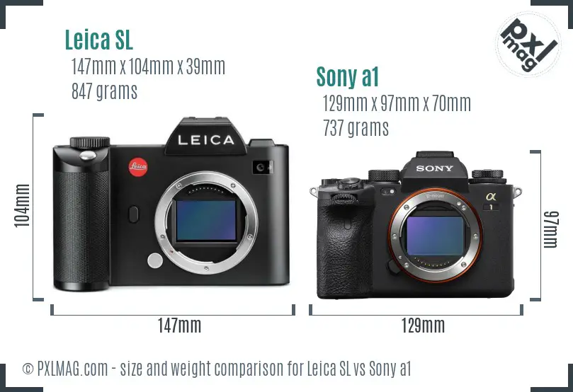 Leica SL vs Sony a1 size comparison