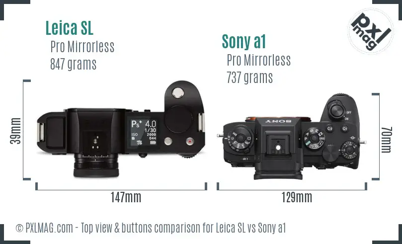 Leica SL vs Sony a1 top view buttons comparison