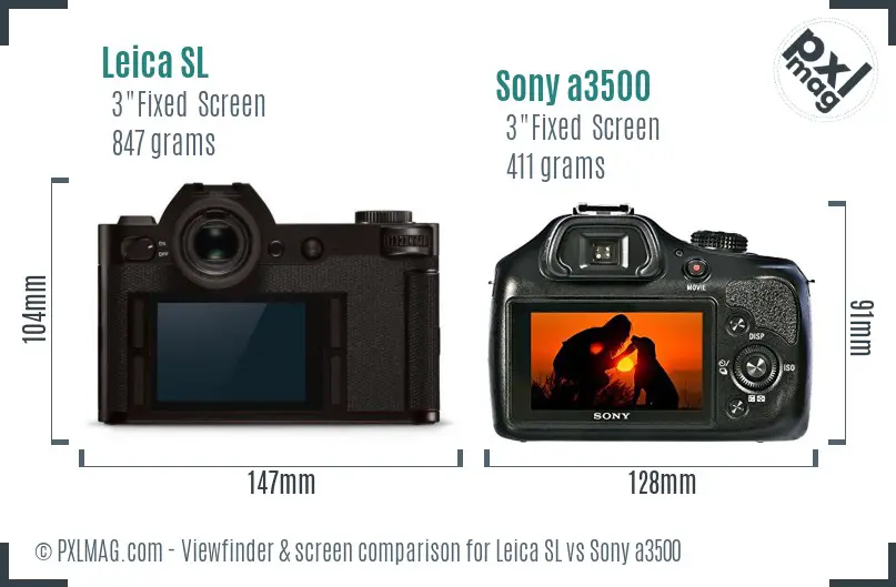 Leica SL vs Sony a3500 Screen and Viewfinder comparison