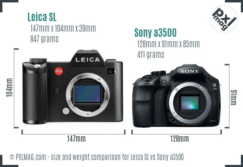Leica SL vs Sony a3500 size comparison