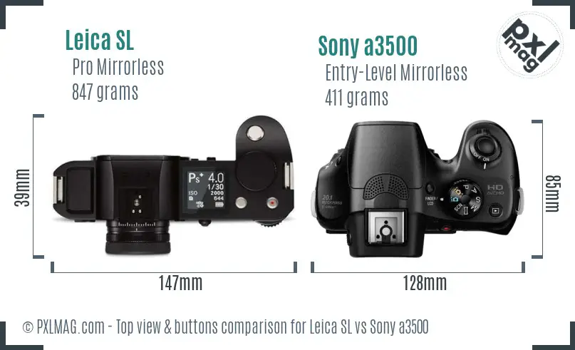 Leica SL vs Sony a3500 top view buttons comparison