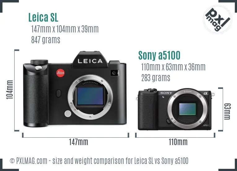 Leica SL vs Sony a5100 size comparison Leica SL vs Sony a5100 size comparison