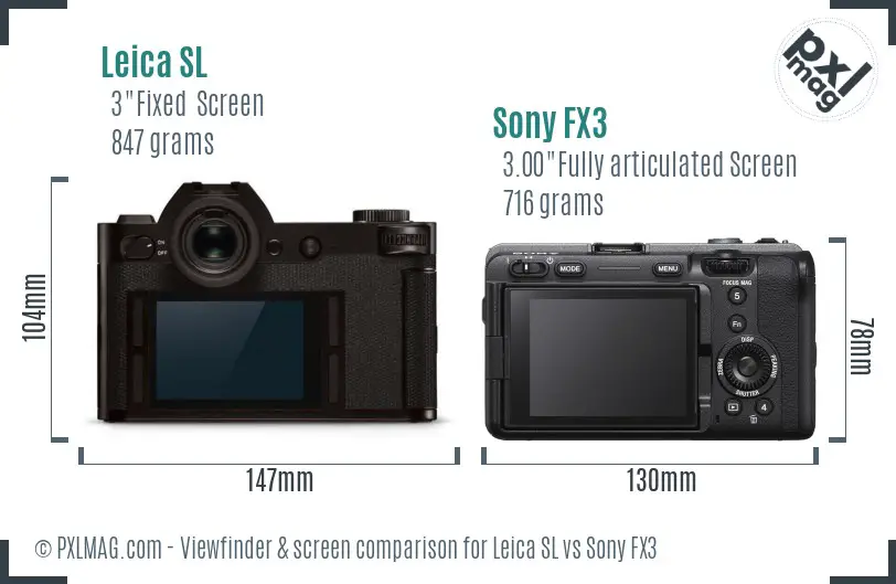 Leica SL vs Sony FX3 Screen and Viewfinder comparison