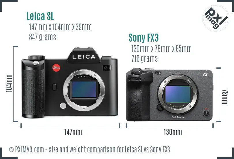 Leica SL vs Sony FX3 size comparison