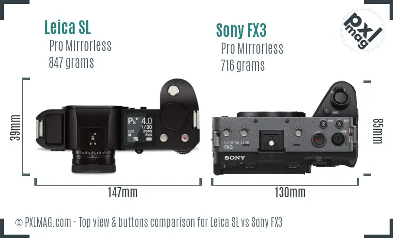 Leica SL vs Sony FX3 top view buttons comparison