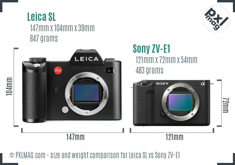 Leica SL vs Sony ZV-E1 size comparison