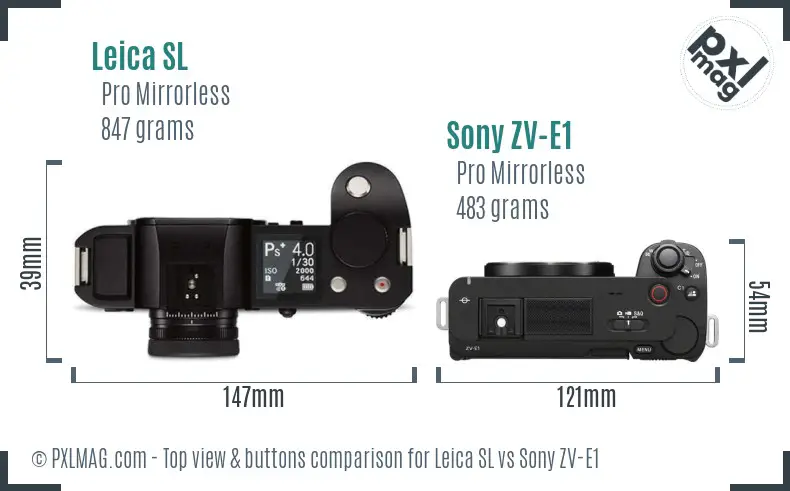 Leica SL vs Sony ZV-E1 top view buttons comparison