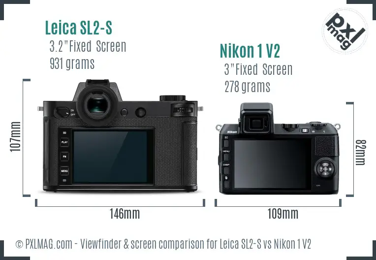 Leica SL2-S vs Nikon 1 V2 Screen and Viewfinder comparison