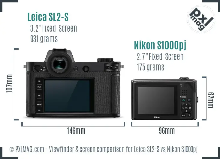 Leica SL2-S vs Nikon S1000pj Screen and Viewfinder comparison