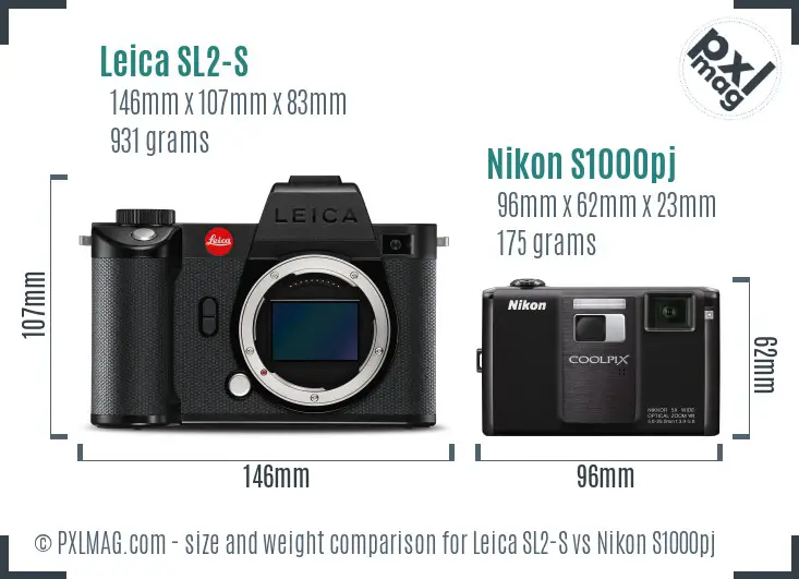 Leica SL2-S vs Nikon S1000pj size comparison