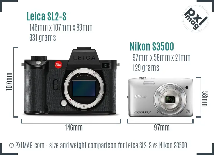 Leica SL2-S vs Nikon S3500 size comparison