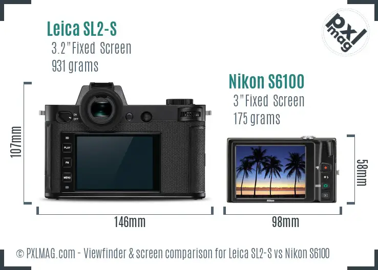 Leica SL2-S vs Nikon S6100 Screen and Viewfinder comparison