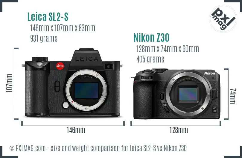 Leica SL2-S vs Nikon Z30 size comparison