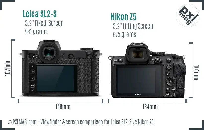 Leica SL2-S vs Nikon Z5 Screen and Viewfinder comparison Leica SL2-S vs Nikon Z5 Screen and Viewfinder comparison