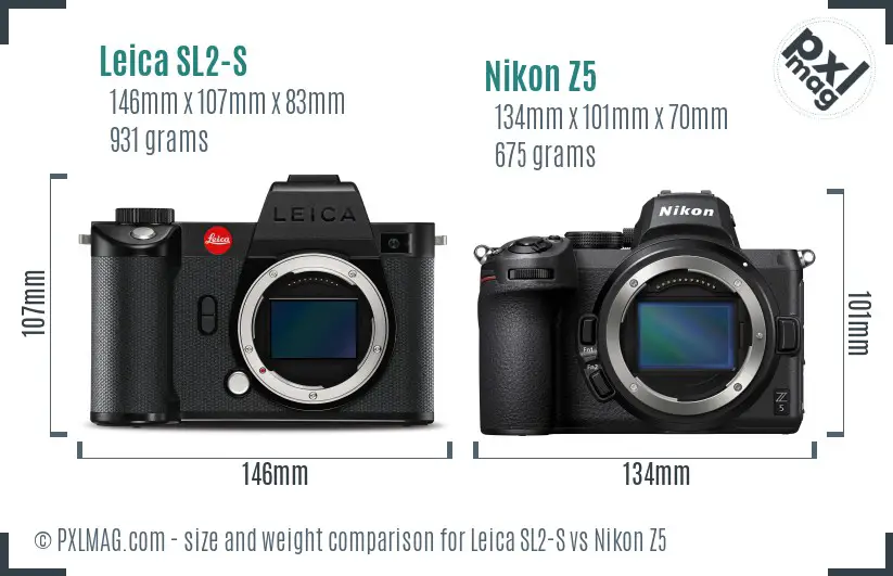 Leica SL2-S vs Nikon Z5 size comparison Leica SL2-S vs Nikon Z5 size comparison