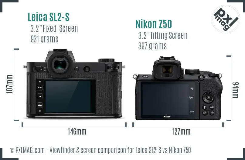 Leica SL2-S vs Nikon Z50 Screen and Viewfinder comparison Leica SL2-S vs Nikon Z50 Screen and Viewfinder comparison