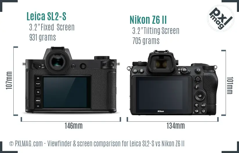 Leica SL2-S vs Nikon Z6 II Screen and Viewfinder comparison