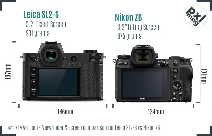 Leica SL2-S vs Nikon Z6 Screen and Viewfinder comparison