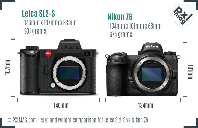 Leica SL2-S vs Nikon Z6 size comparison