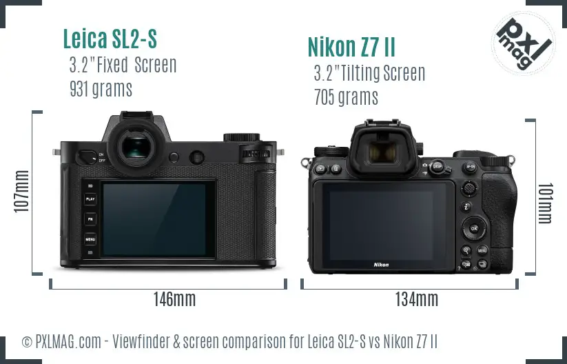Leica SL2-S vs Nikon Z7 II Screen and Viewfinder comparison