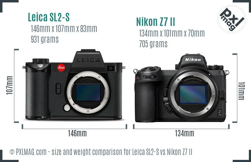 Leica SL2-S vs Nikon Z7 II size comparison