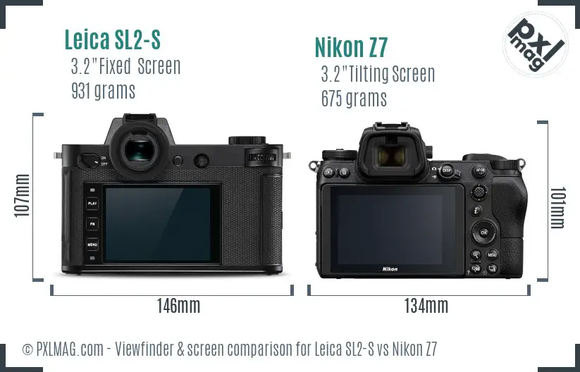 Leica SL2-S vs Nikon Z7 Screen and Viewfinder comparison