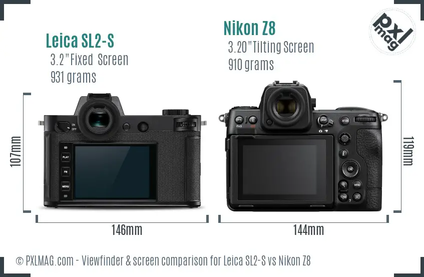 Leica SL2-S vs Nikon Z8 Screen and Viewfinder comparison