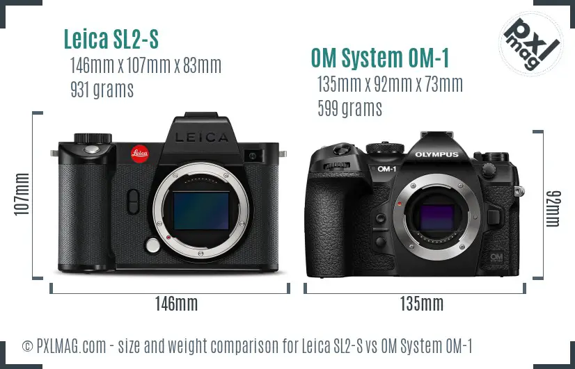 Leica SL2-S vs OM System OM-1 size comparison