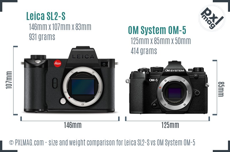Leica SL2-S vs OM System OM-5 size comparison Leica SL2-S vs OM System OM-5 size comparison