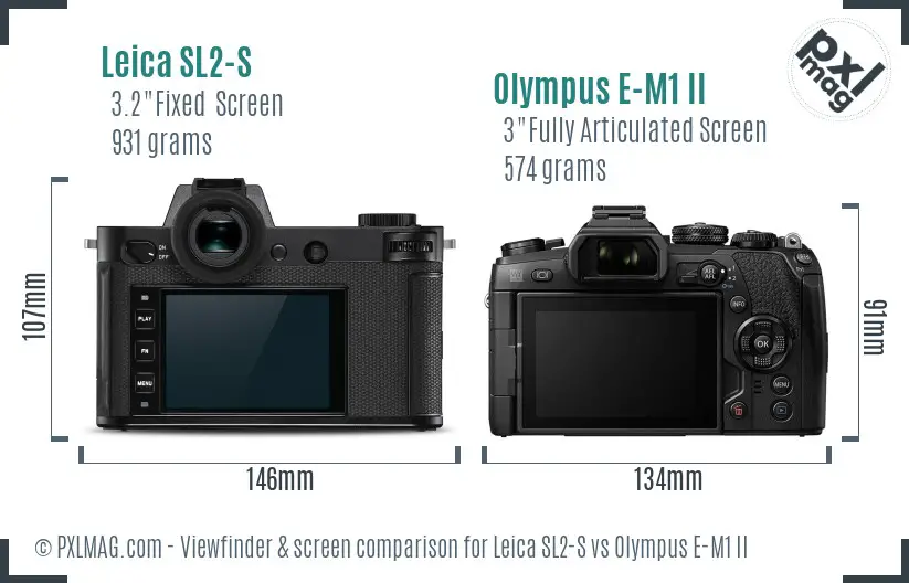 Leica SL2-S vs Olympus E-M1 II Screen and Viewfinder comparison