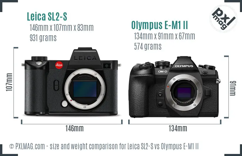Leica SL2-S vs Olympus E-M1 II size comparison