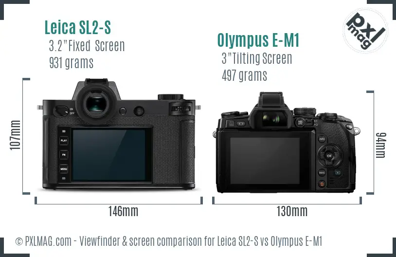 Leica SL2-S vs Olympus E-M1 Screen and Viewfinder comparison
