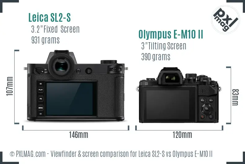 Leica SL2-S vs Olympus E-M10 II Screen and Viewfinder comparison