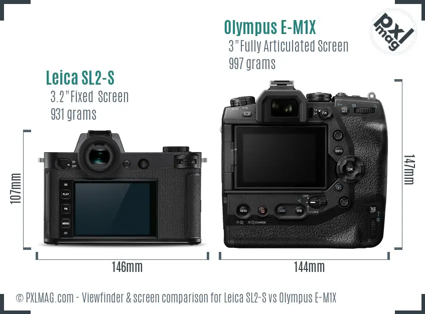 Leica SL2-S vs Olympus E-M1X Screen and Viewfinder comparison