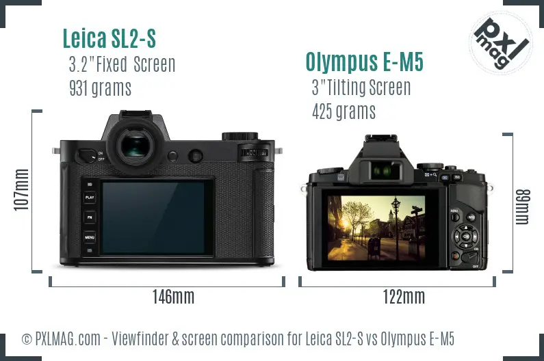 Leica SL2-S vs Olympus E-M5 Screen and Viewfinder comparison