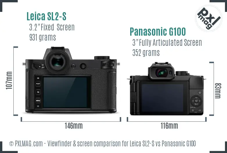 Leica SL2-S vs Panasonic G100 Screen and Viewfinder comparison