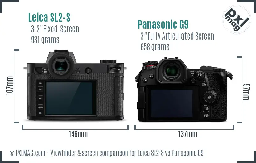 Leica SL2-S vs Panasonic G9 Screen and Viewfinder comparison Leica SL2-S vs Panasonic G9 Screen and Viewfinder comparison