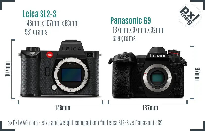 Leica SL2-S vs Panasonic G9 size comparison Leica SL2-S vs Panasonic G9 size comparison