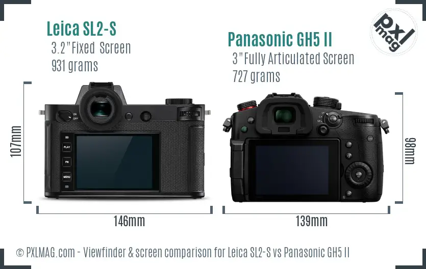 Leica SL2-S vs Panasonic GH5 II Screen and Viewfinder comparison