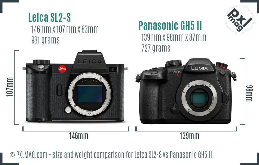 Leica SL2-S vs Panasonic GH5 II size comparison