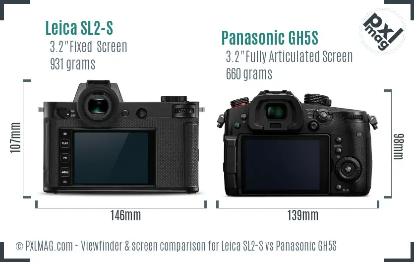 Leica SL2-S vs Panasonic GH5S Screen and Viewfinder comparison