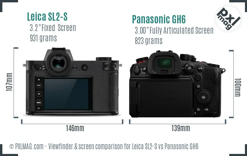 Leica SL2-S vs Panasonic GH6 Screen and Viewfinder comparison