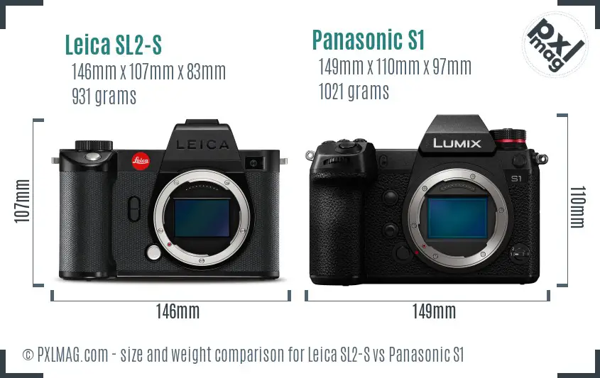 Leica SL2-S vs Panasonic S1 size comparison